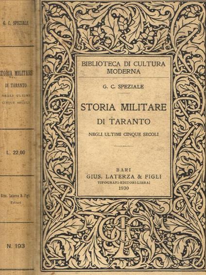 Storia militare di Taranto negli ultimi cinque secoli - copertina