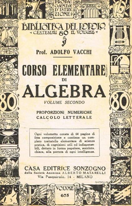 Corso elementare di algebra vol.II - copertina