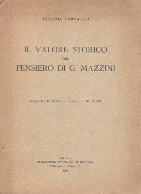 Il valore storico del pensiero di G. Mazzini - copertina