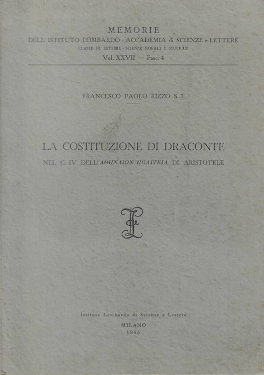 La costituzione di Draconte - copertina