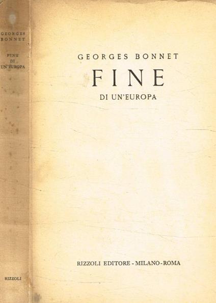 Fine di un'Europa - copertina