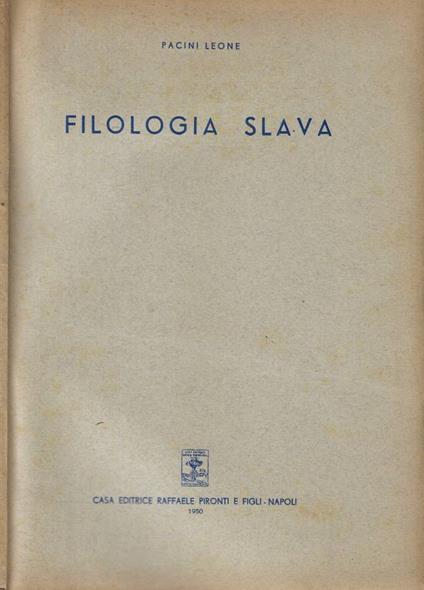 Filologia slava - copertina