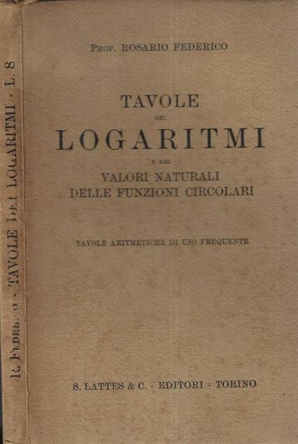 Tavole dei logaritmi - copertina