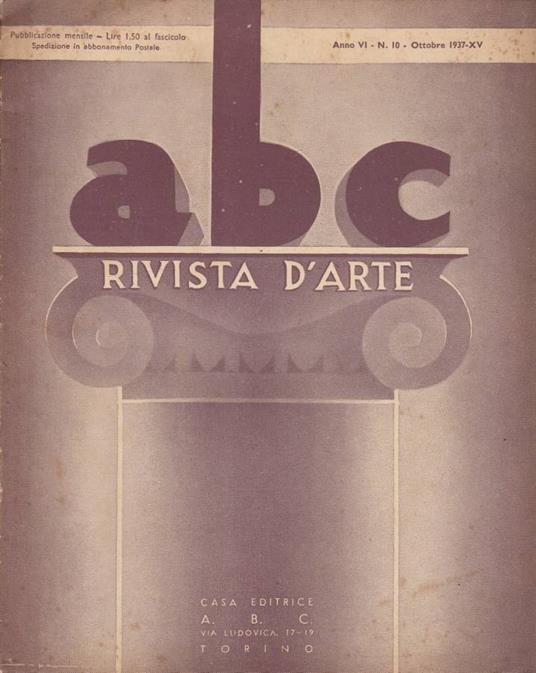 ABC Rivista d'arte anno VI, n 10, ottobre 1937 - copertina