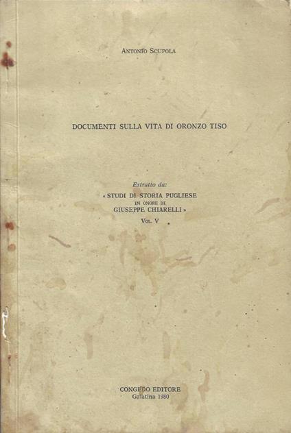 Documenti sulla vita di Oronzo Tiso - copertina