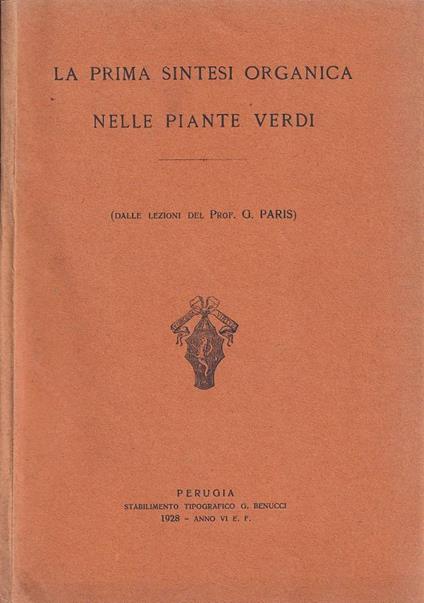 La prima sintesi organica nelle piante verdi - copertina