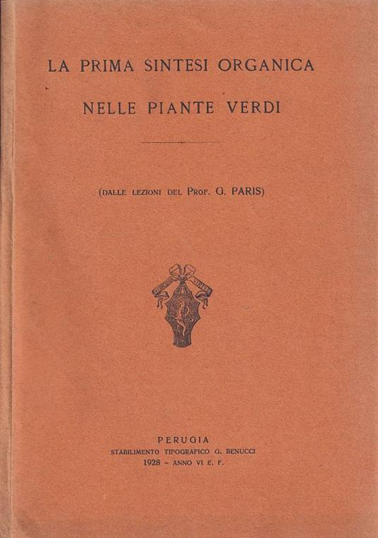 La prima sintesi organica nelle piante verdi - copertina