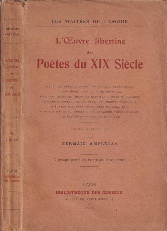L' oeuvre libertine des poètes du XIX siècle - Germain Amplecas - copertina