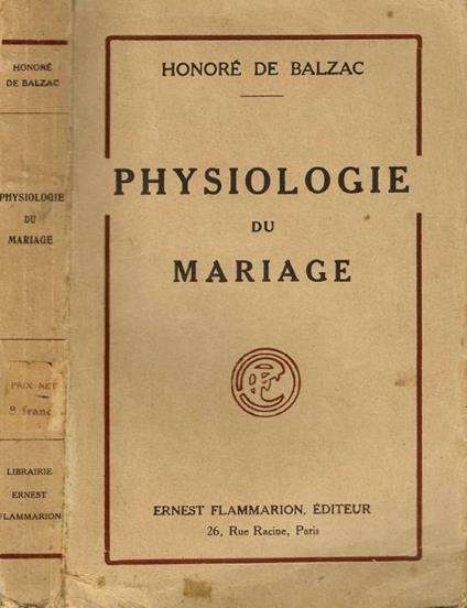 Physiologie du mariage - Honoré de Balzac - copertina