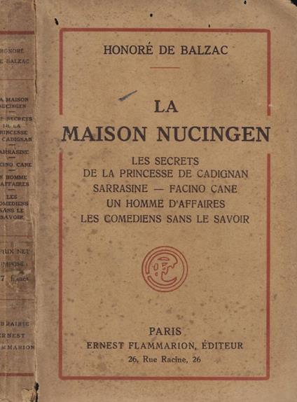 La maison nucingen - Honoré de Balzac - copertina