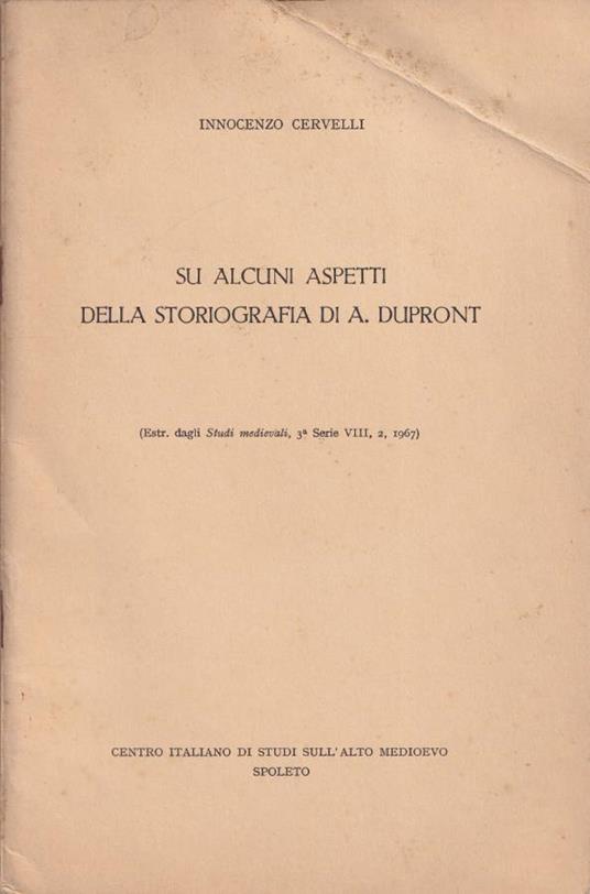 Su alcuni aspetti della storiografia di A. Dupront - Innocenzo Cervelli - copertina