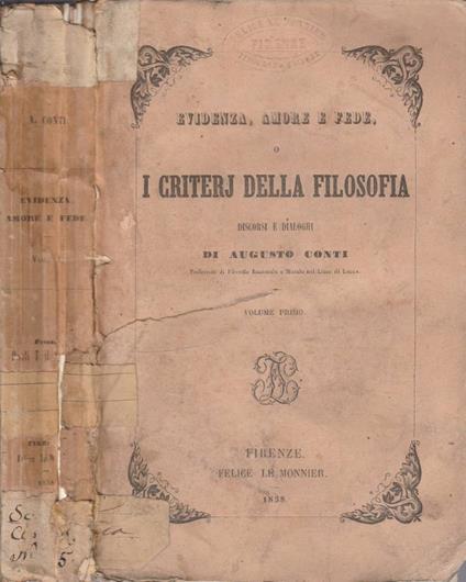 Evidenza, amore e fede vol I - Augusto Conti - copertina