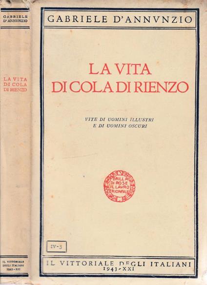La vita di Cola di Rienzo - Gabriele D'Annunzio - copertina