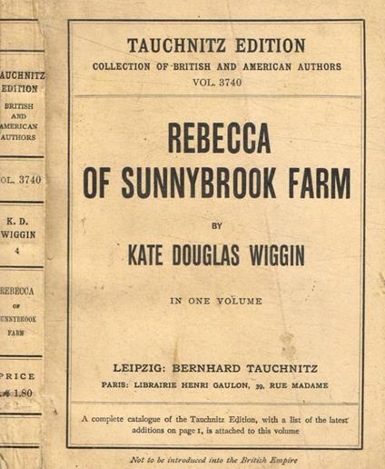 Rebecca of sunnybrook farm - Kate Douglas Wiggin - copertina