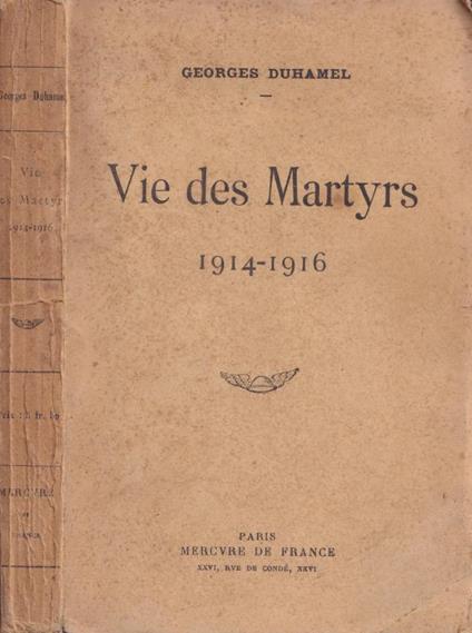 Vie des Martyrs - Georges Duhamel - copertina