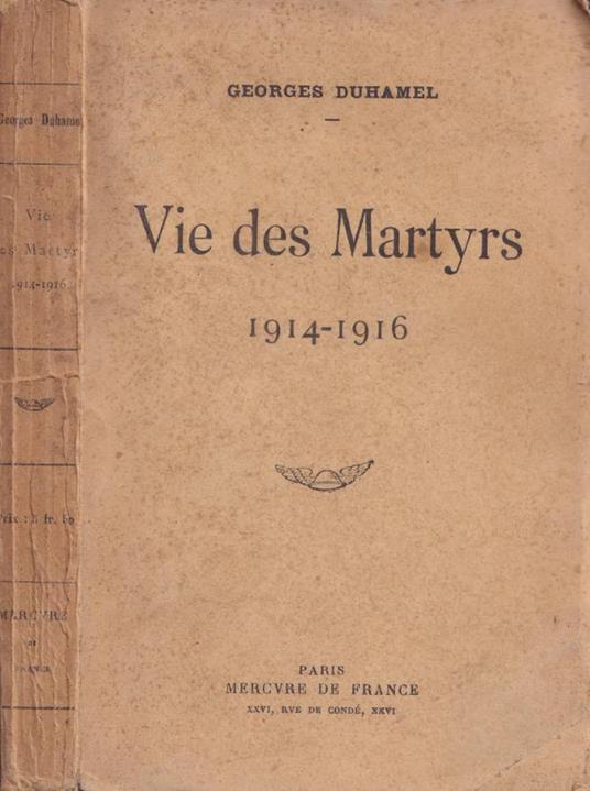 Vie des Martyrs - Georges Duhamel - copertina