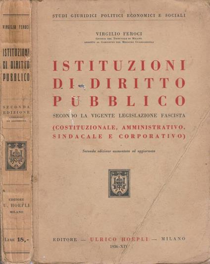 Istituzioni di diritto pubblico - Virgilio Feroci - copertina