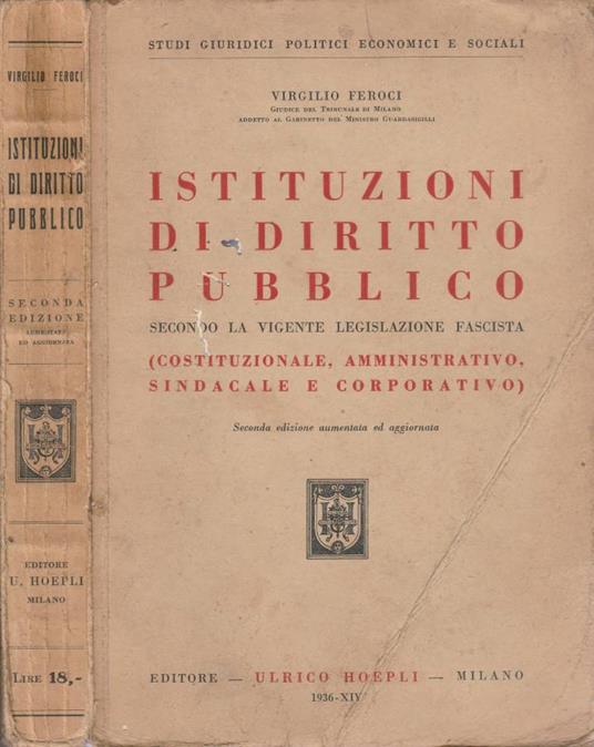 Istituzioni di diritto pubblico - Virgilio Feroci - copertina