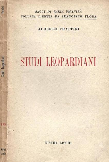 Studi leopardiani - Alberto Frattini - copertina