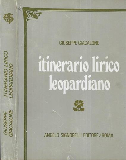 Itinerario lirico leopardiano - Giuseppe Giacalone - copertina