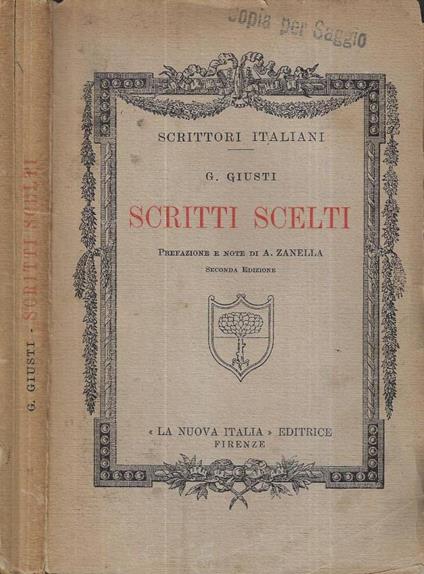 Scritti scelti - G. Giusti - copertina