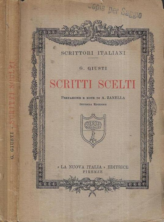 Scritti scelti - G. Giusti - copertina