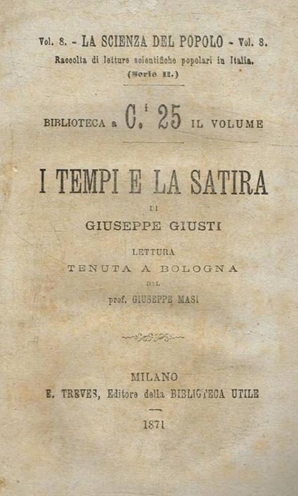 I tempi e la satira - Giuseppe Giusti - copertina