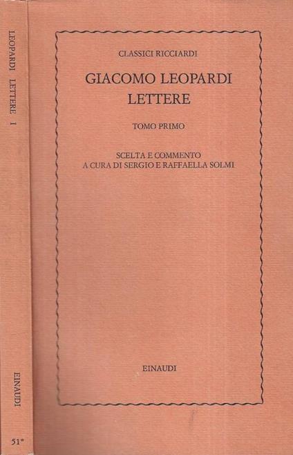 Lettere Tomo I - Giacomo Leopardi - copertina