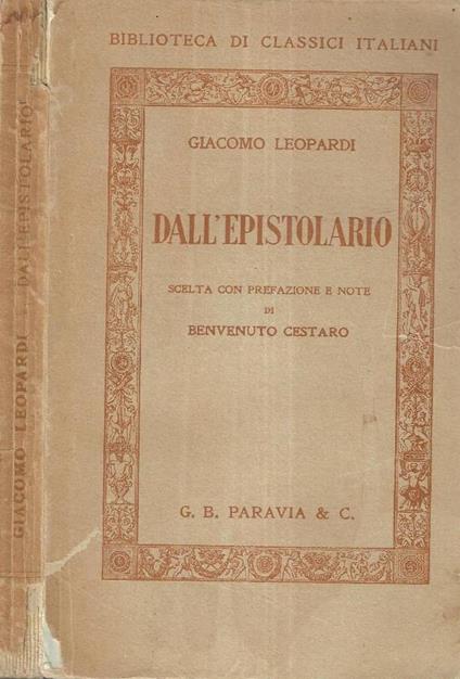 Dall' epistolario - Giacomo Leopardi - copertina