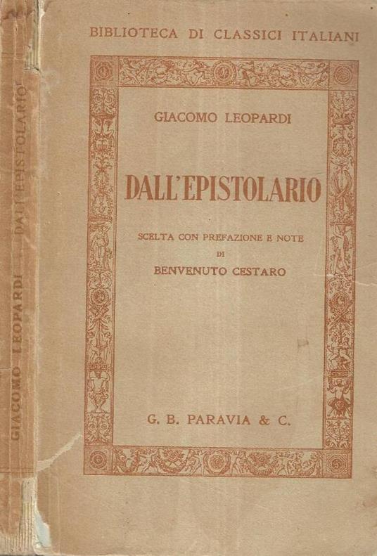 Dall' epistolario - Giacomo Leopardi - copertina
