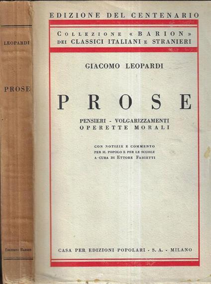 Prose - Giacomo Leopardi - copertina