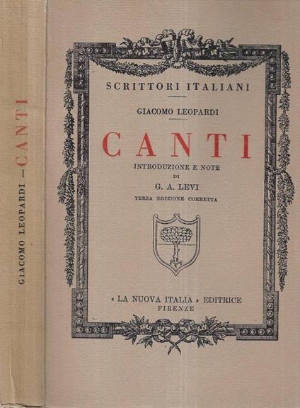 Canti - Giacomo Leopardi - copertina