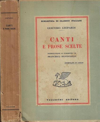 Canti e prose scelte - Giacomo Leopardi - copertina