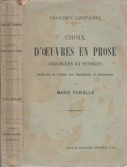 Choix d'oeuvres en prose - Giacomo Leopardi - copertina
