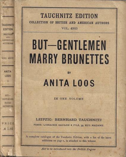 But-Gentlemen Marry Brunettes (In one volume) - Anita Loos - copertina