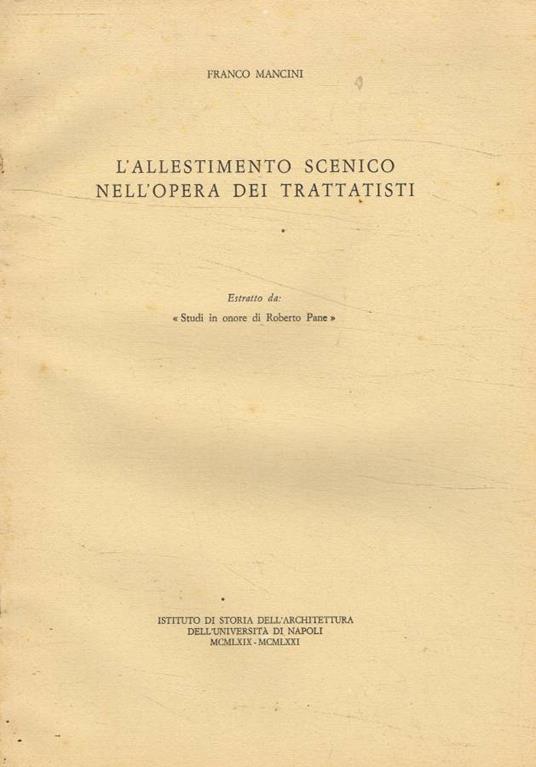 L' allestimento scenico nell'opera dei trattatisti - Franco Mancini - copertina