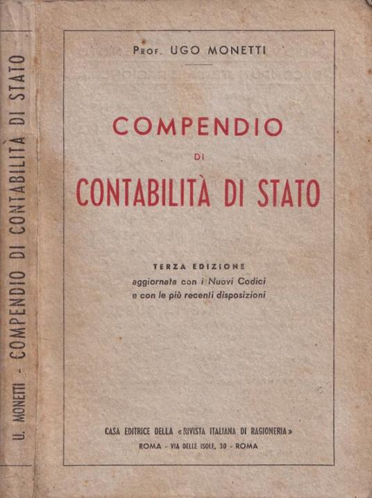 Compendio di contabilità di Stato - Ugo Monetti - copertina