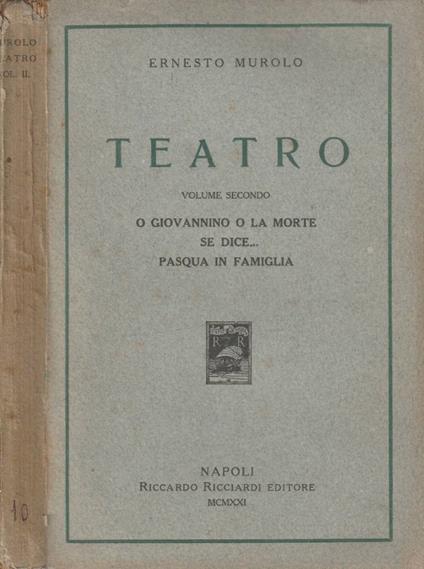 Teatro vol II - Ernesto Murolo - copertina