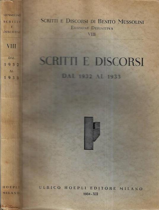 Scritti e discorsi dal 1932 al 1933 - Benito Mussolini - copertina