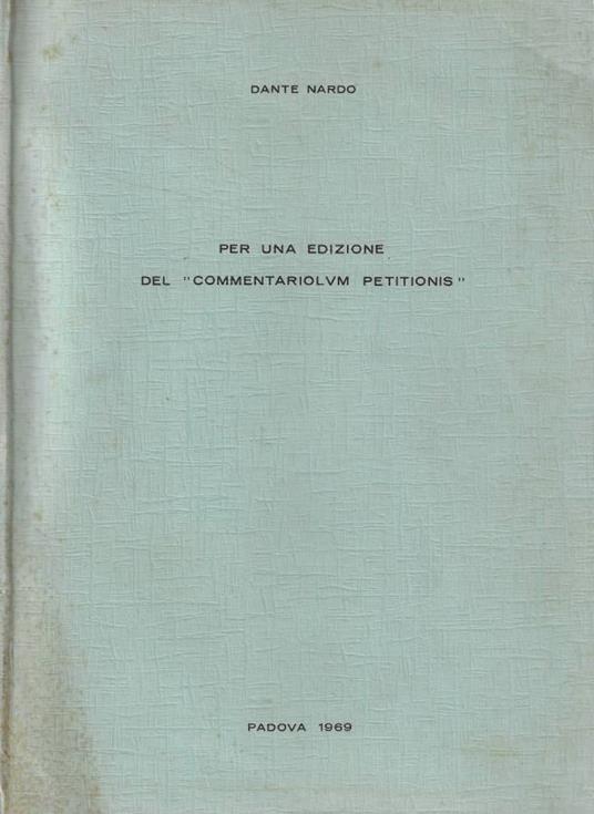 Per una edizione del Commentariolum Petitionis - Dante Nardo - copertina