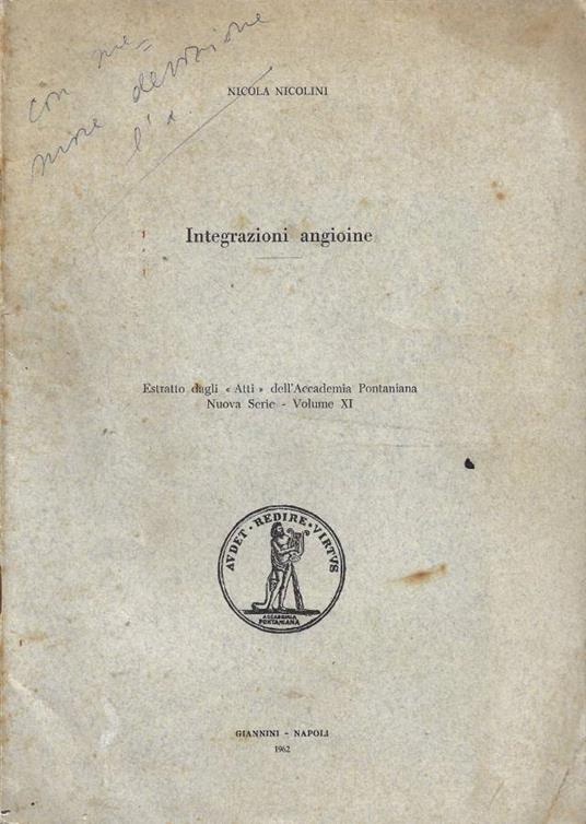 Integrazioni angioine - Nicola Nicolini - copertina