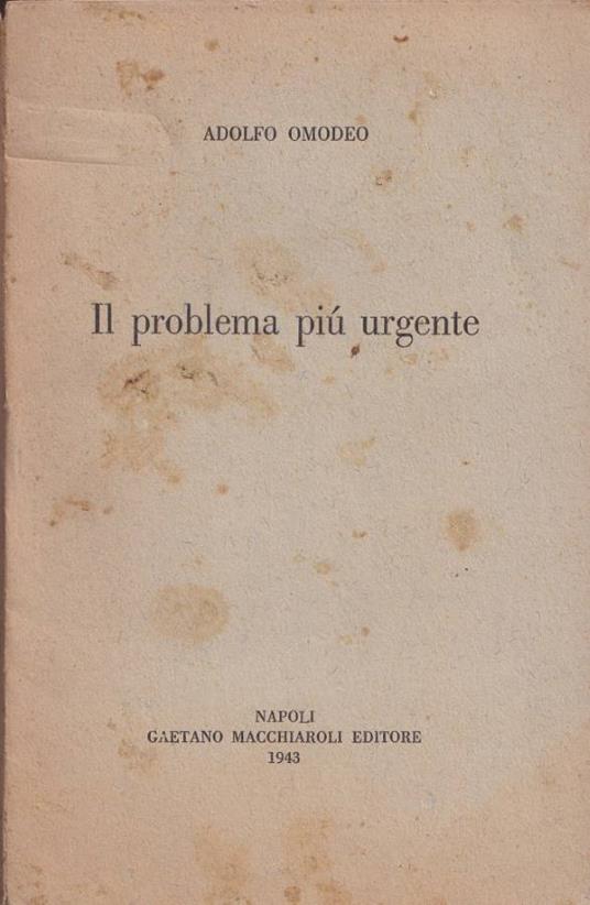 Il problema più urgente - Adolfo Omodeo - copertina