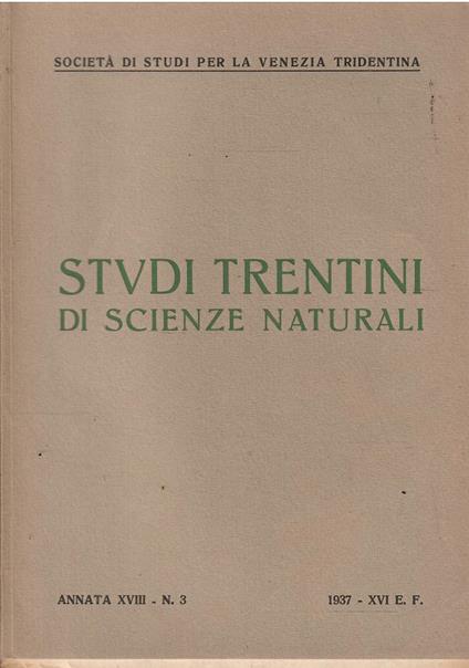 Studi Trentini di Scienze Naturali Annata Xxiv N. 2-3 - copertina