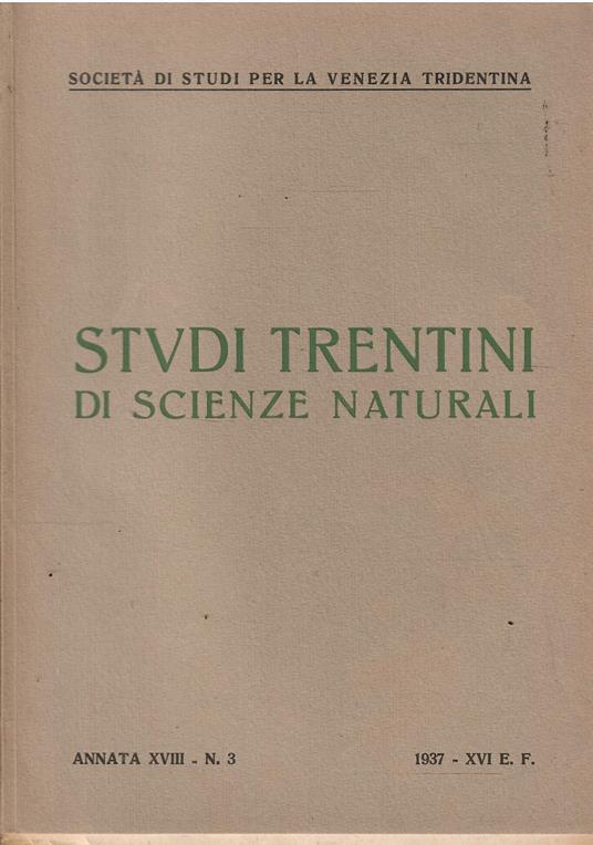 Studi Trentini di Scienze Naturali Annata Xxiv N. 2-3 - copertina