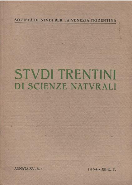 Studi Trentini di Scienze Naturali Annata Xxi N. 3 - copertina