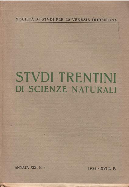 Studi Trentini di Scienze Naturali Annata Xv N. 1 - copertina