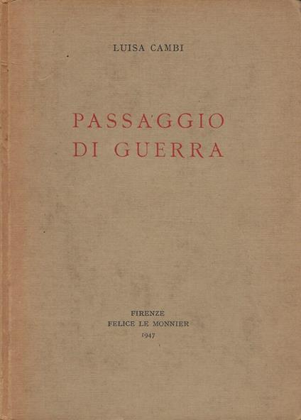 Passaggio di guerra - Luisa Cambi - copertina