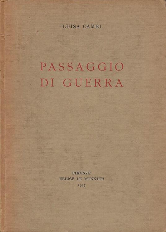 Passaggio di guerra - Luisa Cambi - copertina