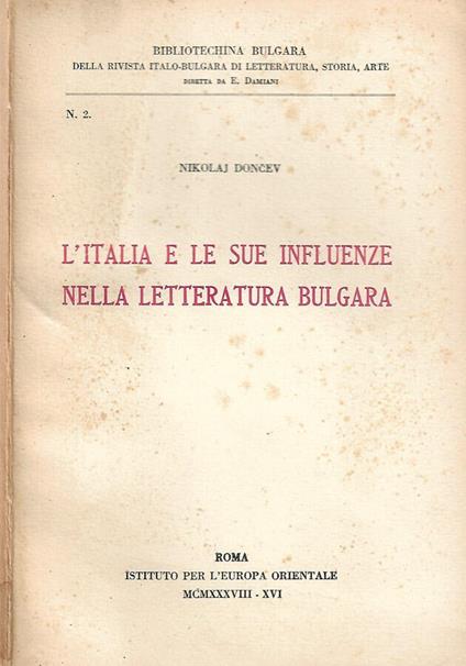 L' Italia e le sue influenze nella letteratura Bulgara - copertina