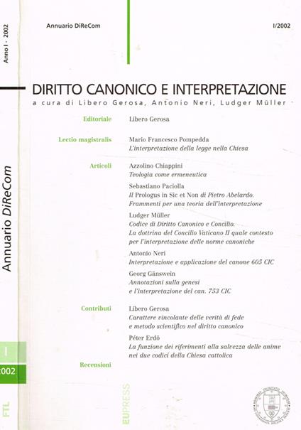 Diritto canonico e interpretazione - copertina